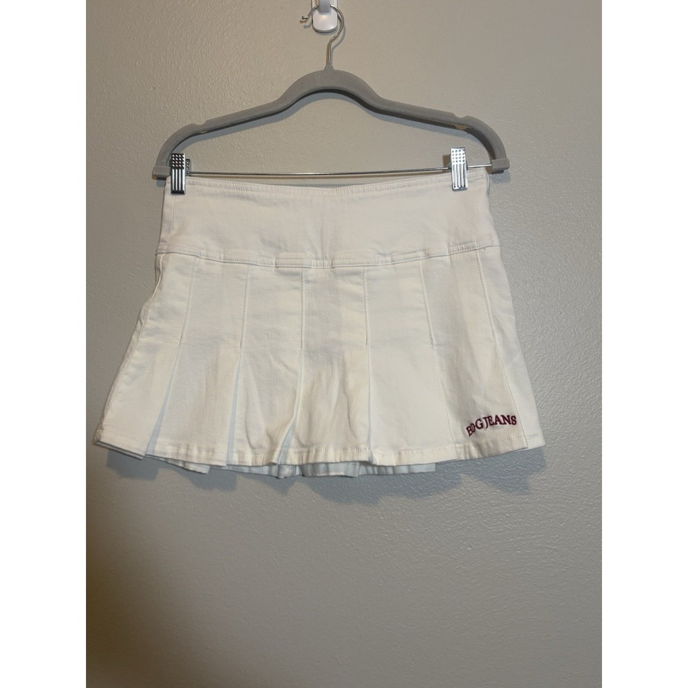 BDG Jeans Mini Skirt Kilt White Large Pleated Preppy Grunge Y2K Sporty Casual